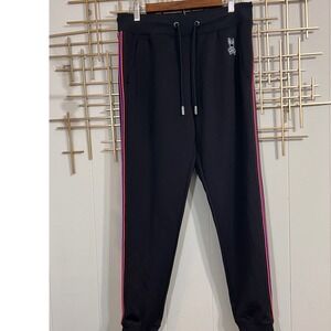 Psycho‎ Bunny Joggers Track Pants Black Pink Purple Stripe Logo Mens Size S